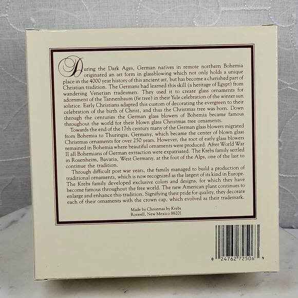 Vtg Christmas by Krebs Rose Ornaments Hand Decorated Glass Ball Crowned Set of 3 - Picture 8 of 16